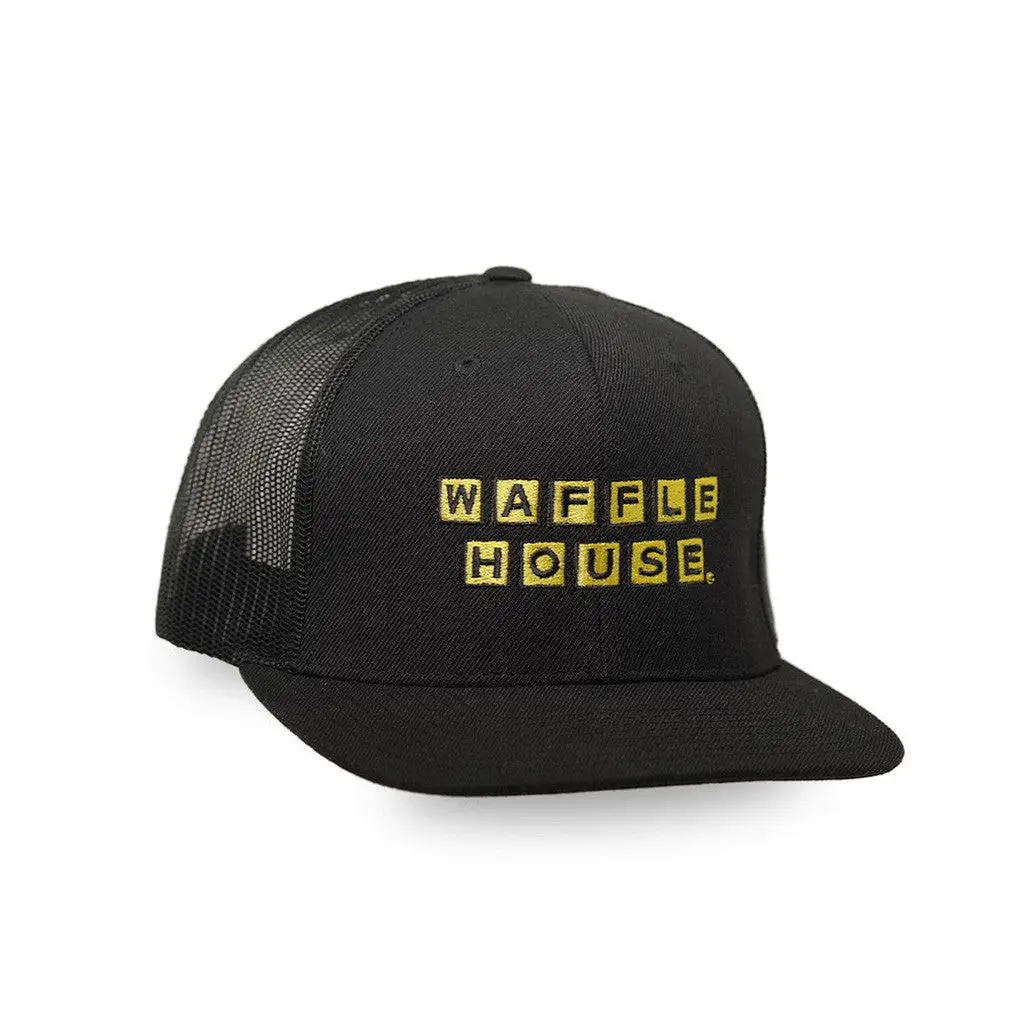 Waffle House Hat Embroidered Black Trucker Hat Gift Ideas For Him -WearandDecor