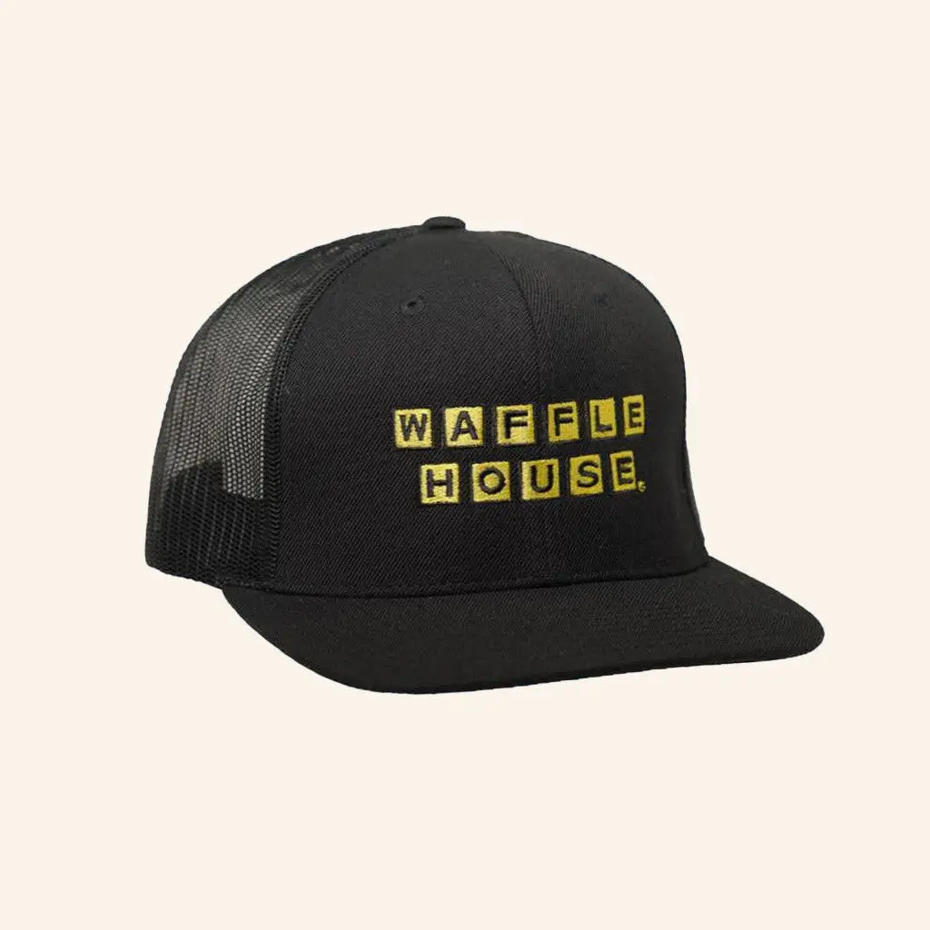Waffle House Merch Waffle House Flat Bill Trucker Hat Embroidered Birthday Gift For Husband -WearandDecor