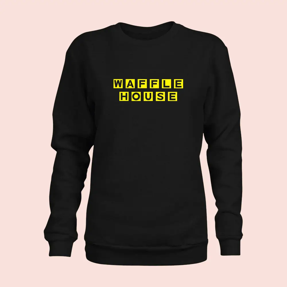 Waffle House Merch Waffle House Logo Sweatshirt Black Waffle House Apparel For Sale