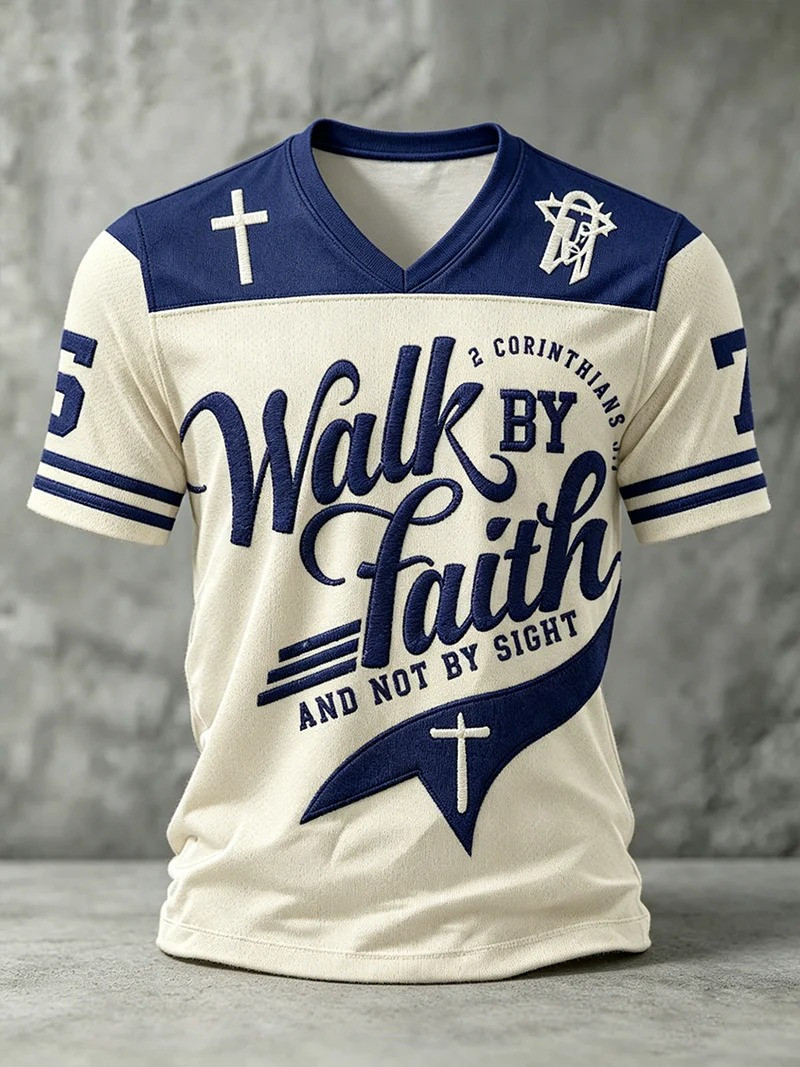 Walk By Faith And Not By Sight Jersey Shirt Religious Faith Clothing Gift For Husband