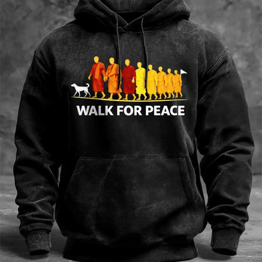 Walk For Peace Hoodie Monks Aloka Hooded Sweatshirt Walk For Peace Merchandise Walk For Peace Hoodie Monks Aloka Hooded Sweatshirt Walk For Peace Merchandise - Image 1