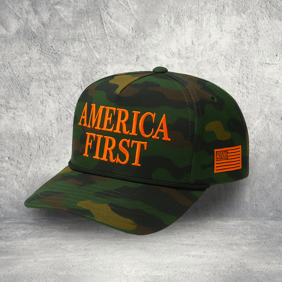 WANGHAF Merch America First Camo Hat Embroidered Best Gift for Patriots