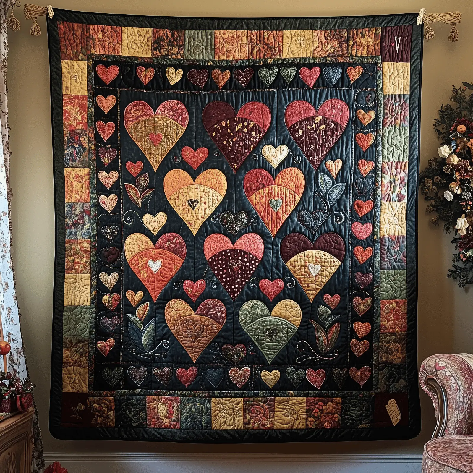 Warm Heart Quilted Blanket Retro Home Decor Gift Suggestions For Valentine's Day