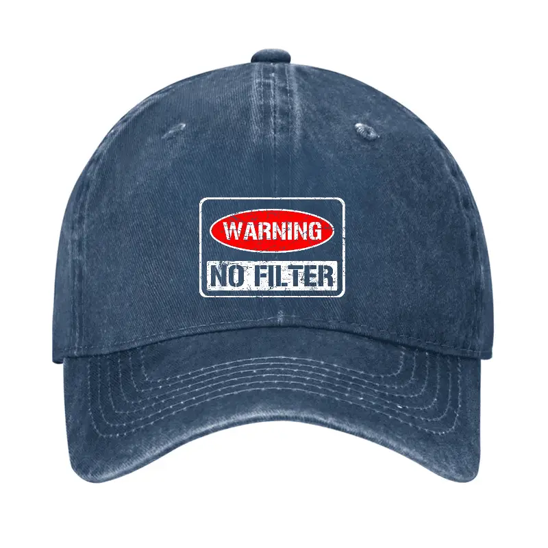 Warning No Filter Funny Sarcastic Cap Funny Men’s Shirt – Humorous Graphic Tee for Adults
