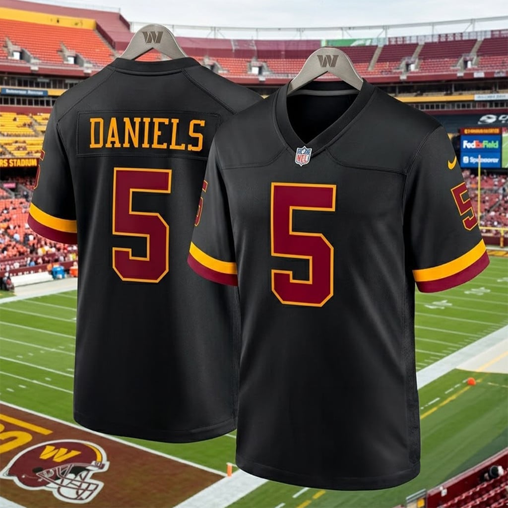 Washington Commanders Jayden Daniels New 2026 Black Jersey Commanders Merch Football Fan Gifts