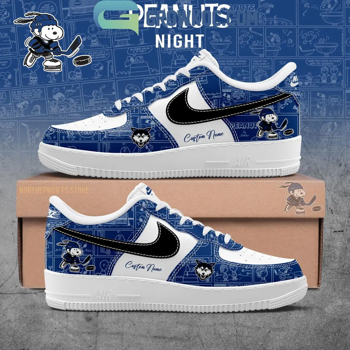 Watertown Wolves 75th Anniversary Of Peanuts Air Force 1 Shoes