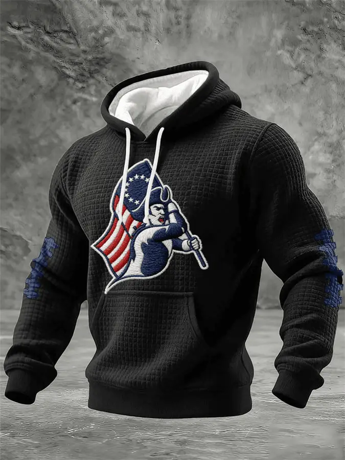 We Are All Patriots Print Waffle Hoodie New England Football Outfit for Men