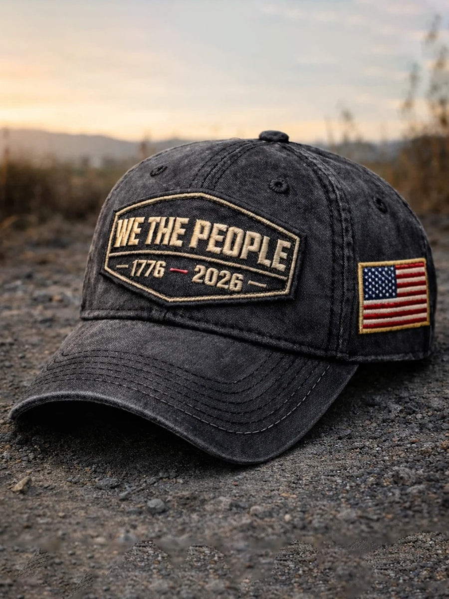 We The People 1776 2026 Patch Vintage Baseball Hat Patriotic USA 250th Anniversary Cap Gift