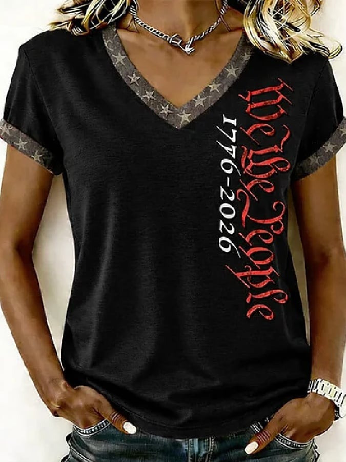 We The People 1776 2026 Shirt V-Neck American 250th Anniversary Gift for Wife We The People 1776 2026 Shirt V-Neck American 250th Anniversary Gift for Wife - Image 1