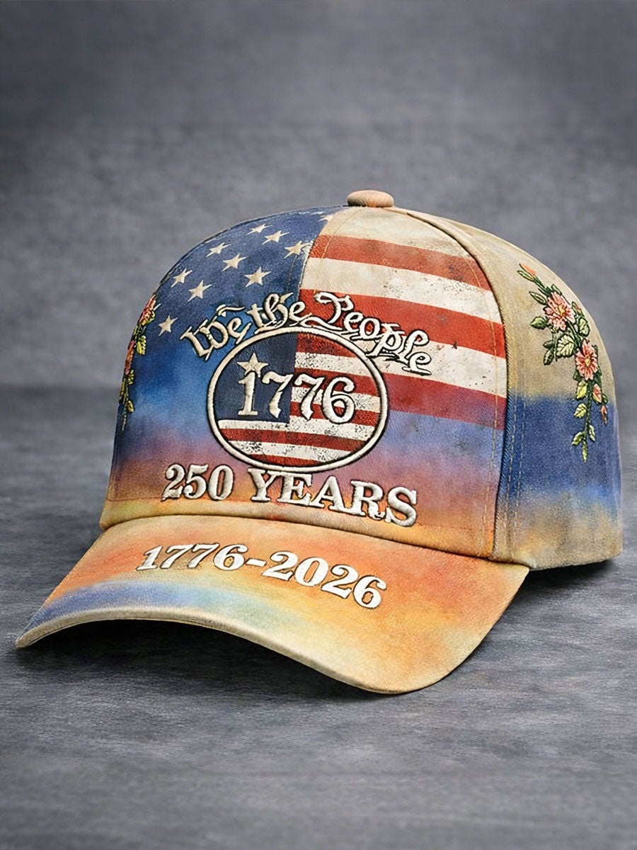We The People 250 Years Hat Floral Flag Neutral Ball Cap Gift For Veterans We The People 250 Years Hat Floral Flag Neutral Ball Cap Gift For Veterans - Image 1