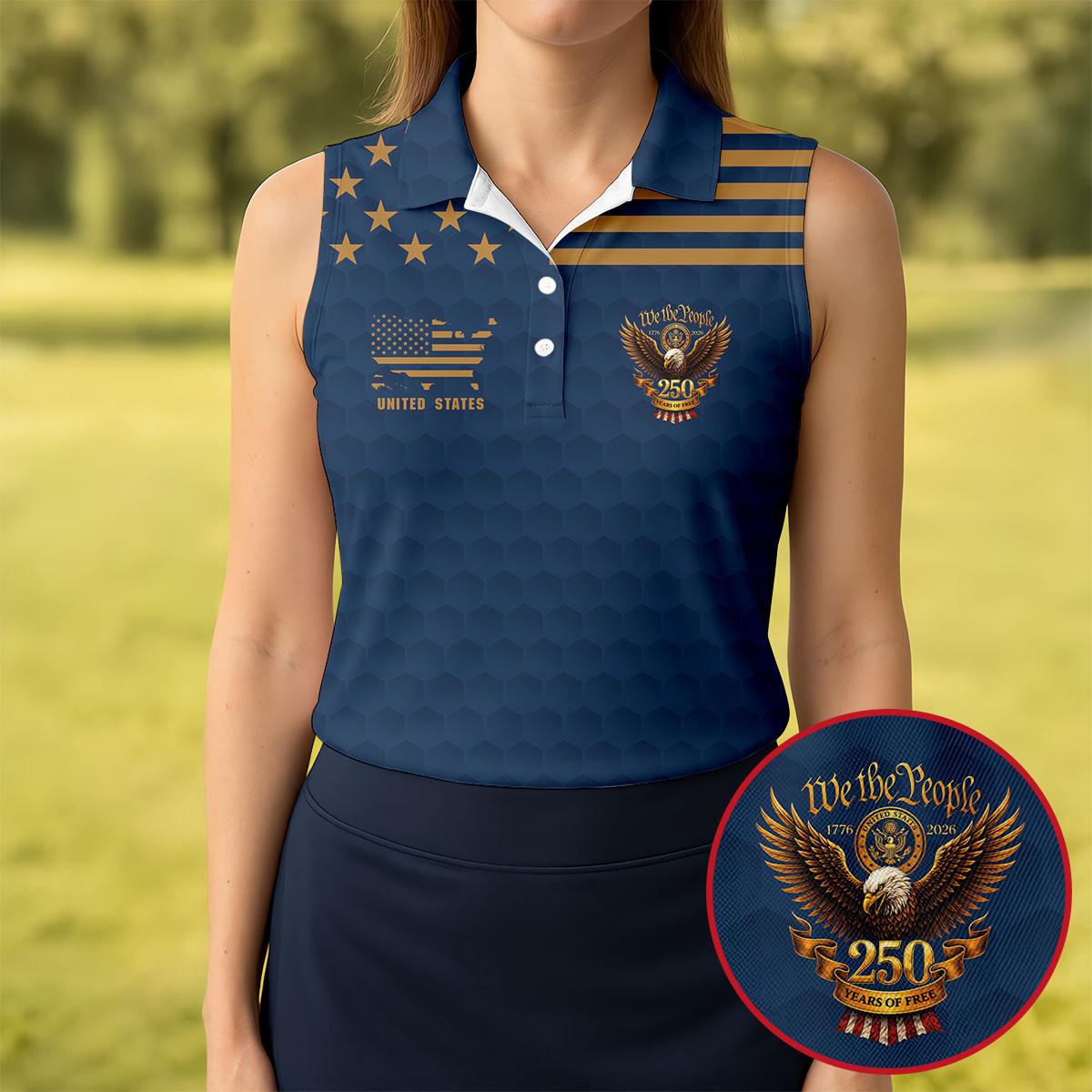 We The People 250 Years Of Free Sleeveless Polo Shirt Patriotic Shirt Gifts For Golfers We The People 250 Years Of Free Sleeveless Polo Shirt Patriotic Shirt Gifts For Golfers - Image 1