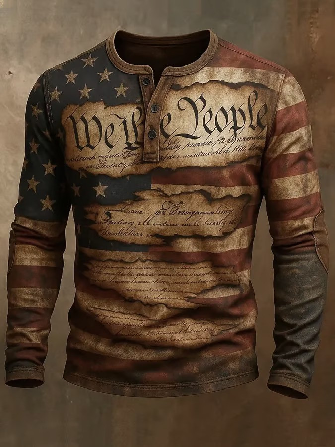 We The People Constitution Long Sleeve Button Up Shirt 250th Anniversary USA Patriotic Gift For Dad