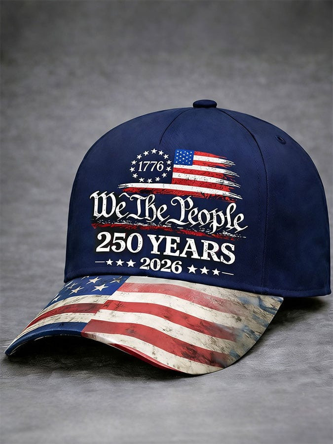 We The People Hat American 250th Anniversary Cap American Flag Print Gift for Veterans
