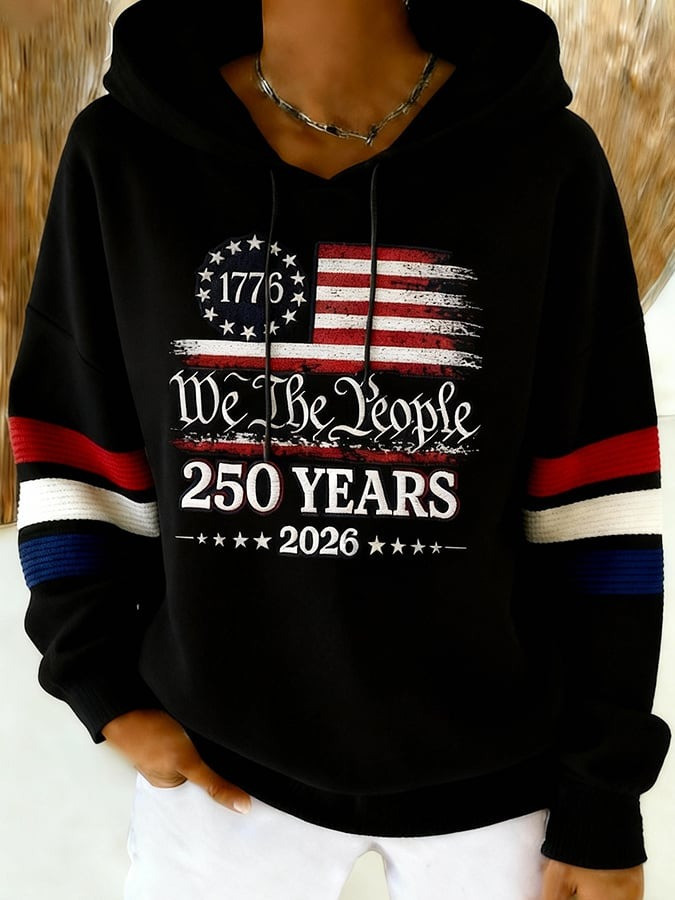 We The People Hoodie America 250th Anniversary Faith Print Pullover Gift for Women