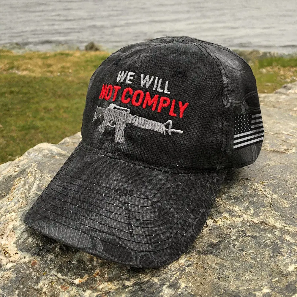 We Will Not Comply Embroidered Camo Hat 2nd Amendment Patriotic Cap Gun Lovers Gifts -WearandDecor We Will Not Comply Embroidered Camo Hat 2nd Amendment Patriotic Cap Gun Lovers Gifts -WearandDecor - Image 1