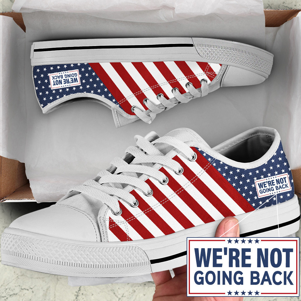 We're Not Going Back Low Top Shoes Kamala Harris 2024 Supporters American Flag Shoes