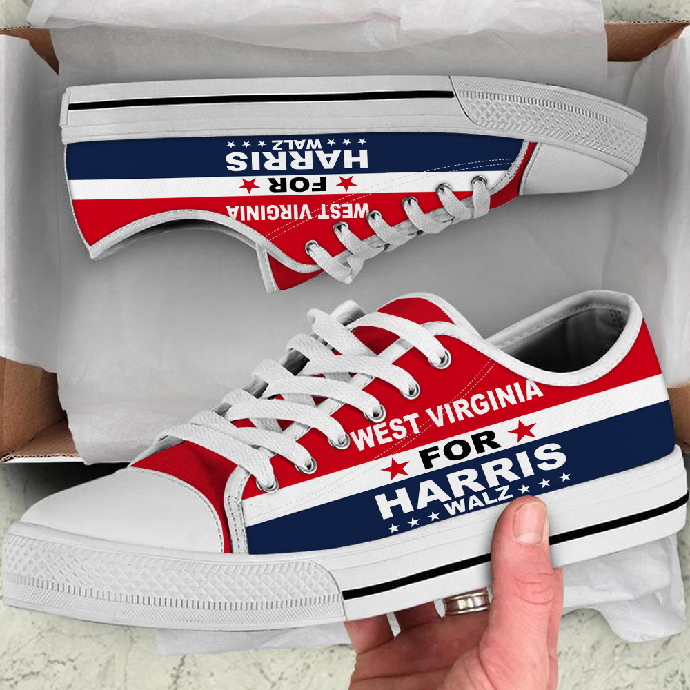 West Virginia For Harris Walz 2024 Low Top Shoes Vote Democracy Sneakers Harris Political Campaign Merch