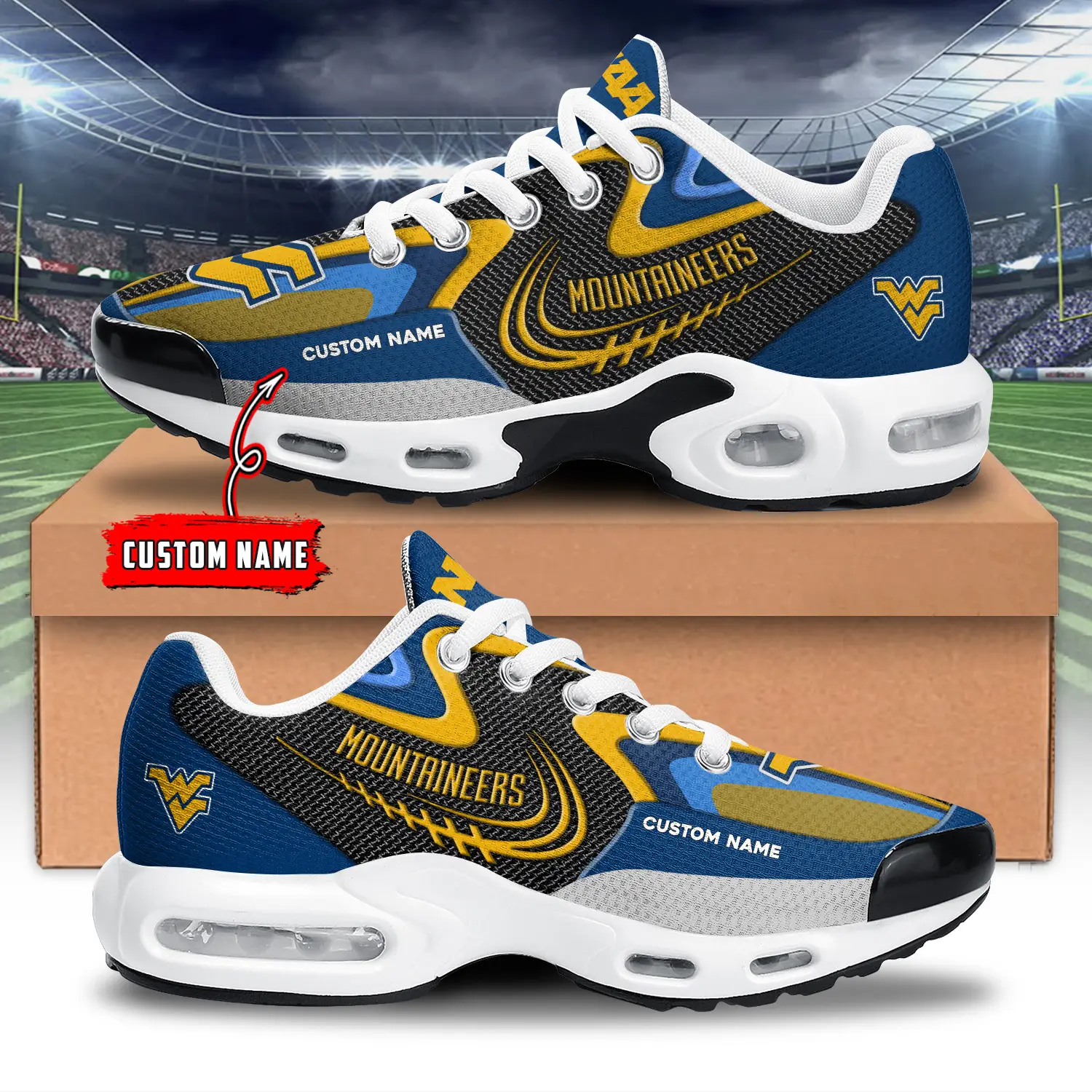 West Virginia Mountaineers Air Max Plus Shoes Sneakers For Men And Women West Virginia Mountaineers Air Max Plus Shoes Sneakers For Men And Women - Image 1