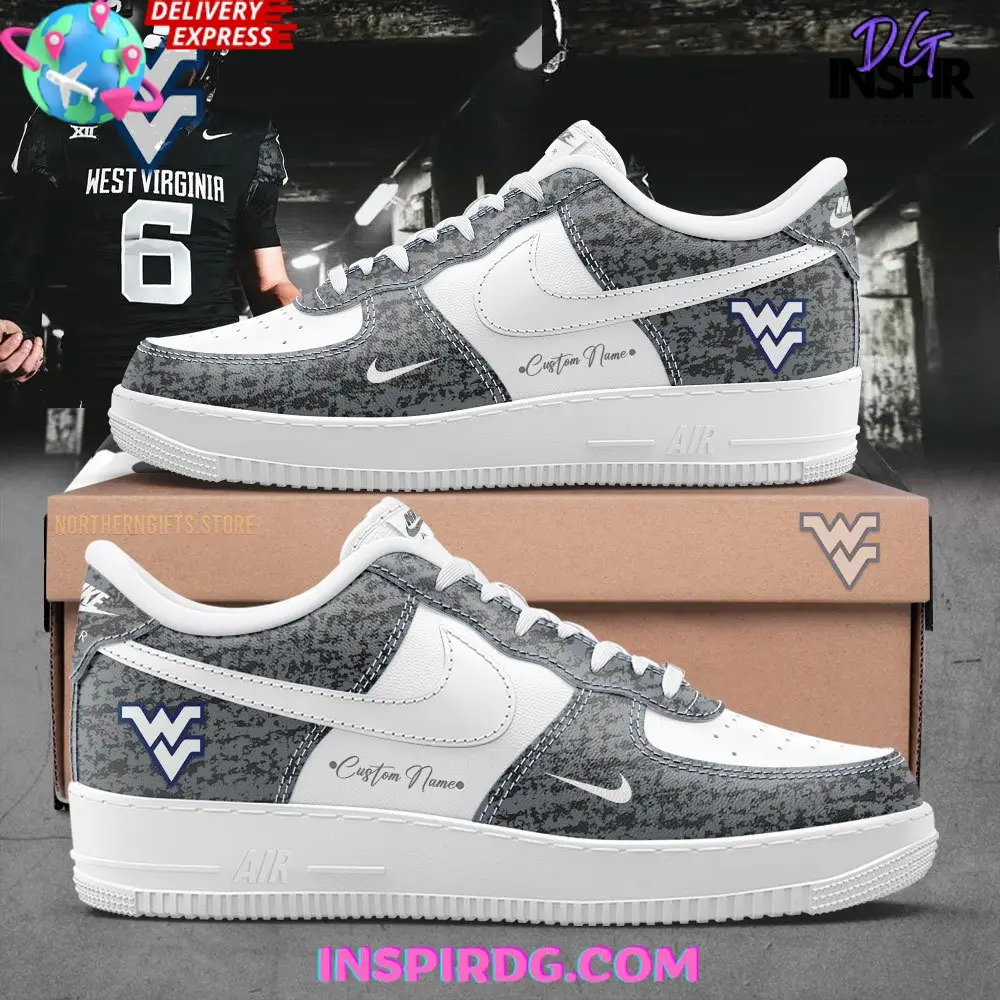 West Virginia Mountaineers Custom Gray Air Force 1