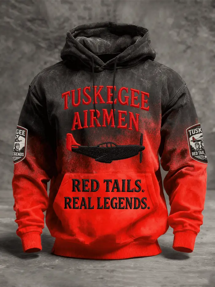 Western Retro African American Air Force Print Hooded Sweatshirt Black Month History Gift