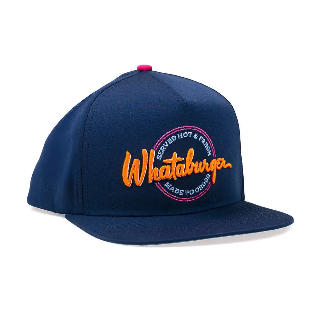 Whataburger Merch Navy Neon Sign Staunch Collection Embroidered Hat Snapback -WearandDecor