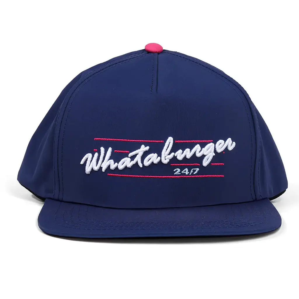 Whataburger Merch Navy Script Staunch Collection Snapback Hat Embroidered Gifts For Dad - WearandDecor
