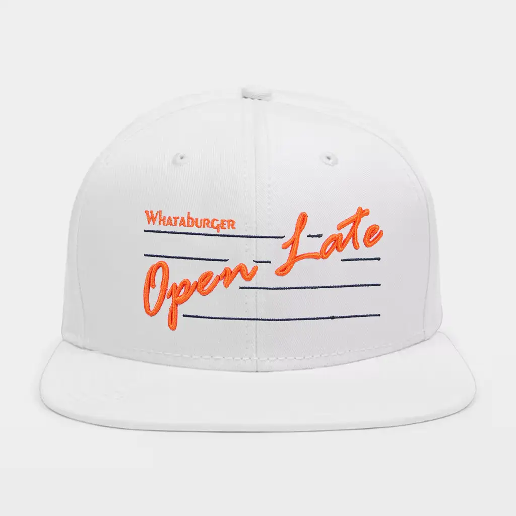 Whataburger Merch White Open Late Staunch Collection Snapback Hat Embroidered Whataburger Hat - WearandDecor