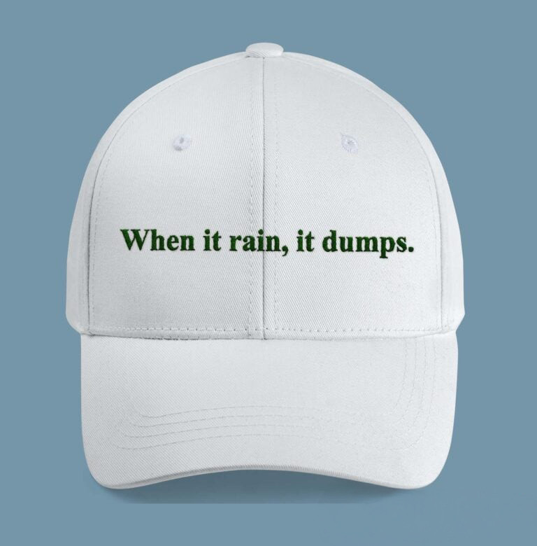When It Rains It Dump Hat Cal Raleigh Slogan Baseball Cap Sarcastic Quote Hat Gifts Ideas