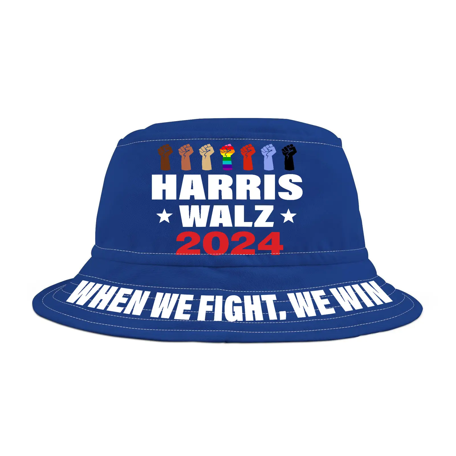 When We Fight We Win Harris Walz 2024 Political Campaign Bucket Hat