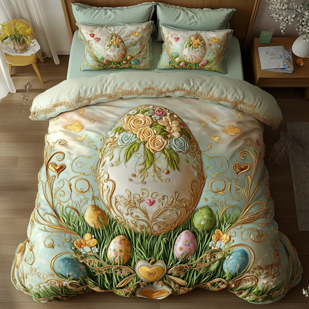 Whimsical Ovals Quilted Bedding Set Christmas Bedroom Decor Easter Gifts For Women Whimsical Ovals Quilted Bedding Set Christmas Bedroom Decor Easter Gifts For Women - Image 1