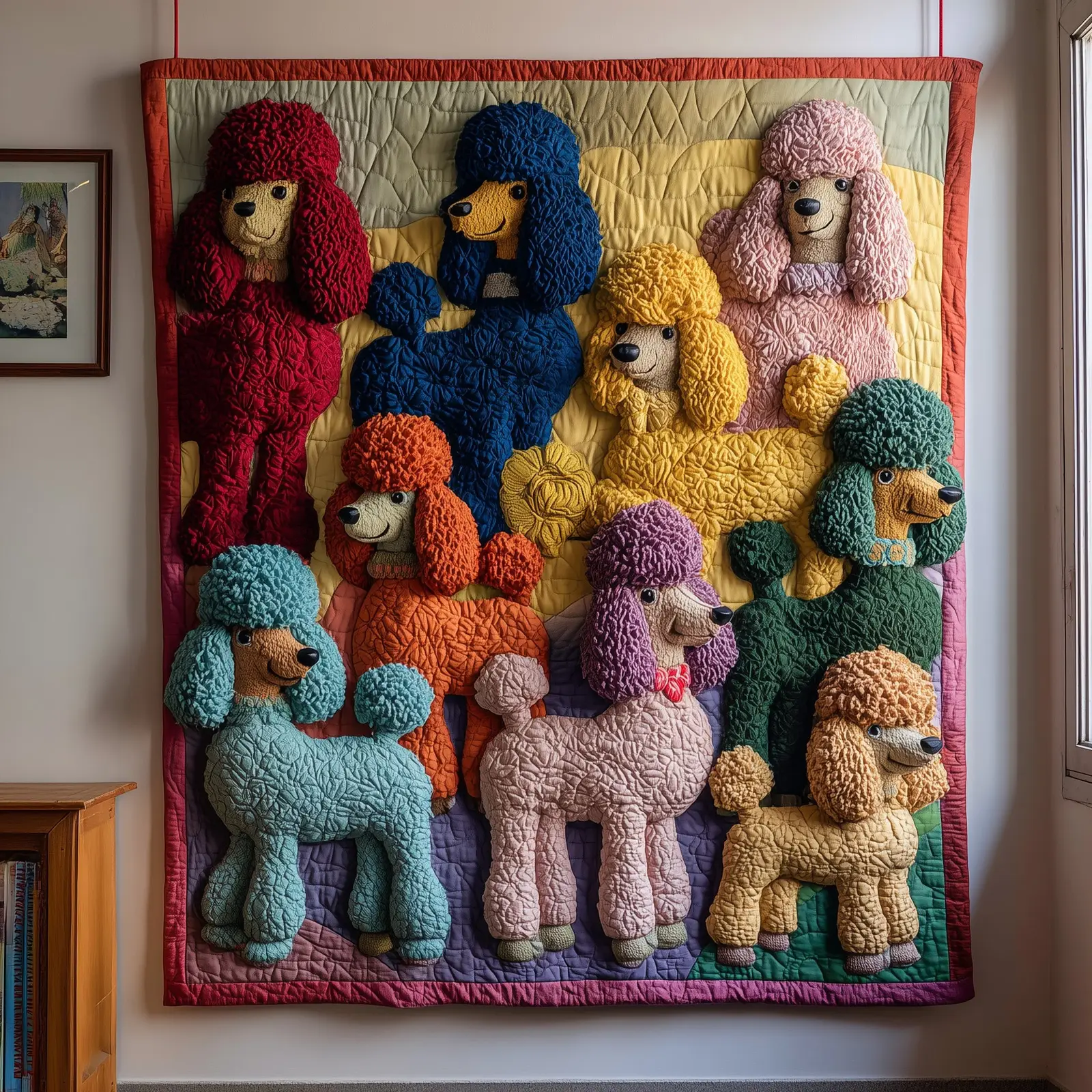 Whimsical Poodle Quilted Blanket Cozy And Stylish Bedding Poodle Gifts For Dog Lovers