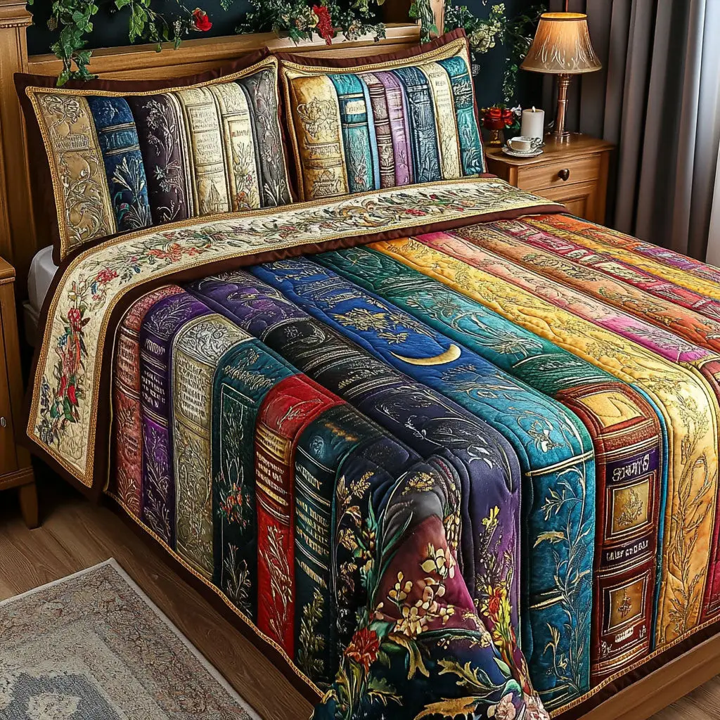 Whimsical Words Quilted Bedding Set Cool Bedroom Decor Unusual Book Gifts Items