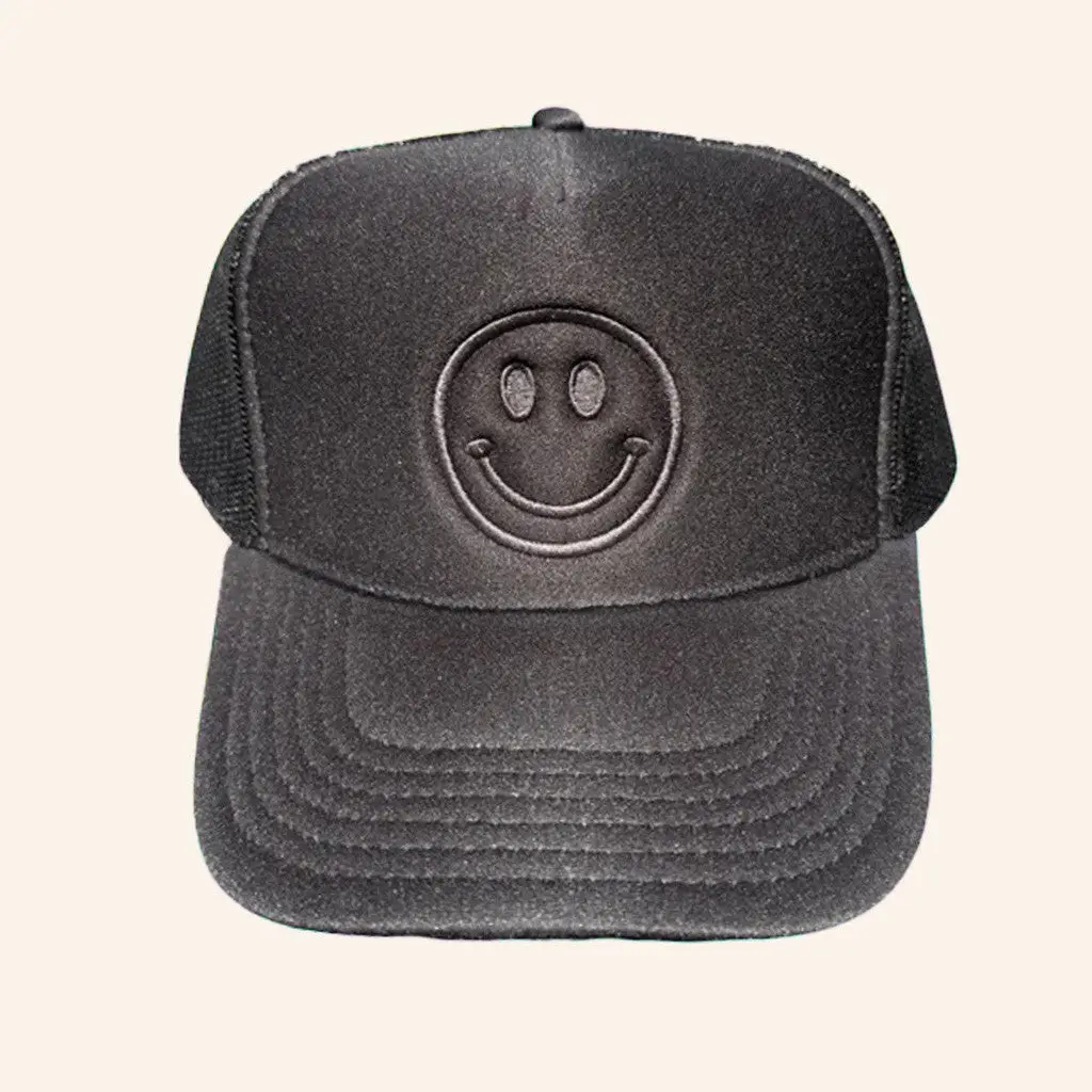 Whiskey Biz Merch Smiley Embroidered Trucker Hat Present For Him -WearandDecor