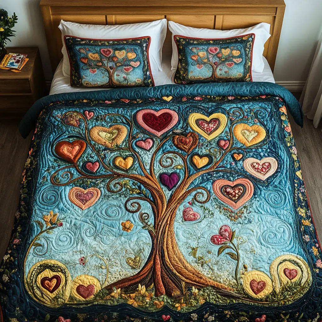 Whispering Leaves Quilted Bedding Set Minimalist Home Decor Unique Valentine's Day Ideas