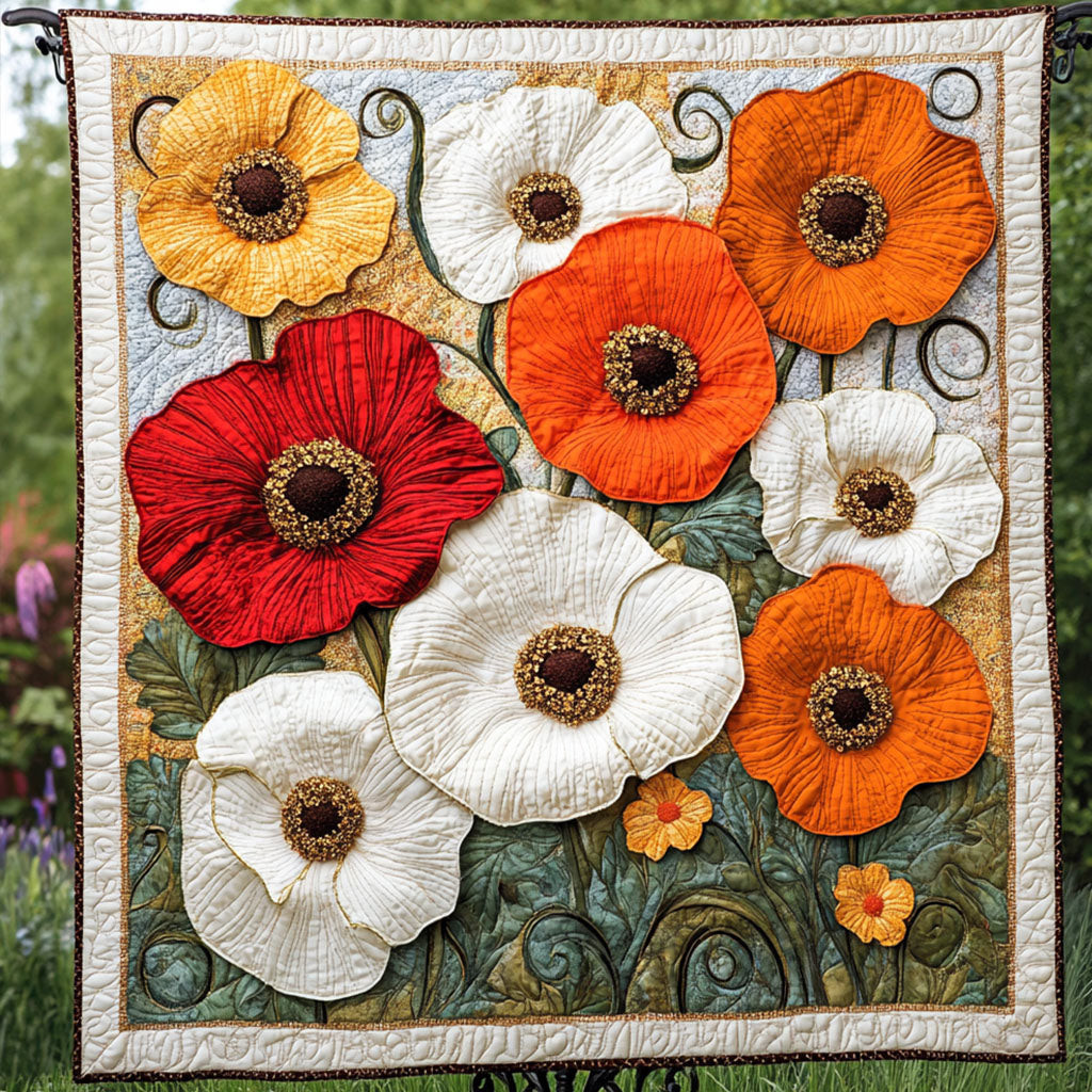 Whispering Poppies Quilted Blanket Cute Throw Blanket Gifts With Poppies On Them