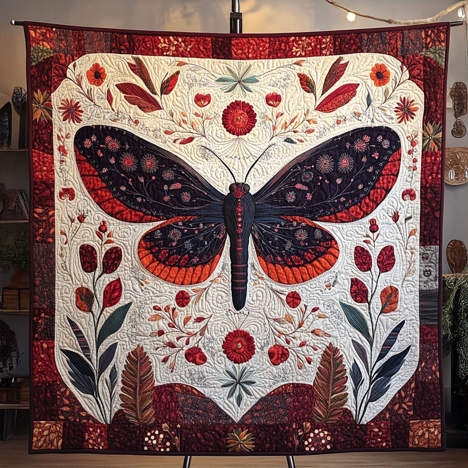 Whispers in Flight Quilted Blanket Best Throw Blanket Gift For Butterfly Lover