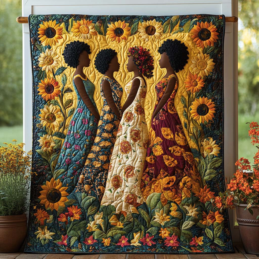 Whispers of Gold Quilted Blanket Best Couch Throw Blanket Melanin Themed Gifts
