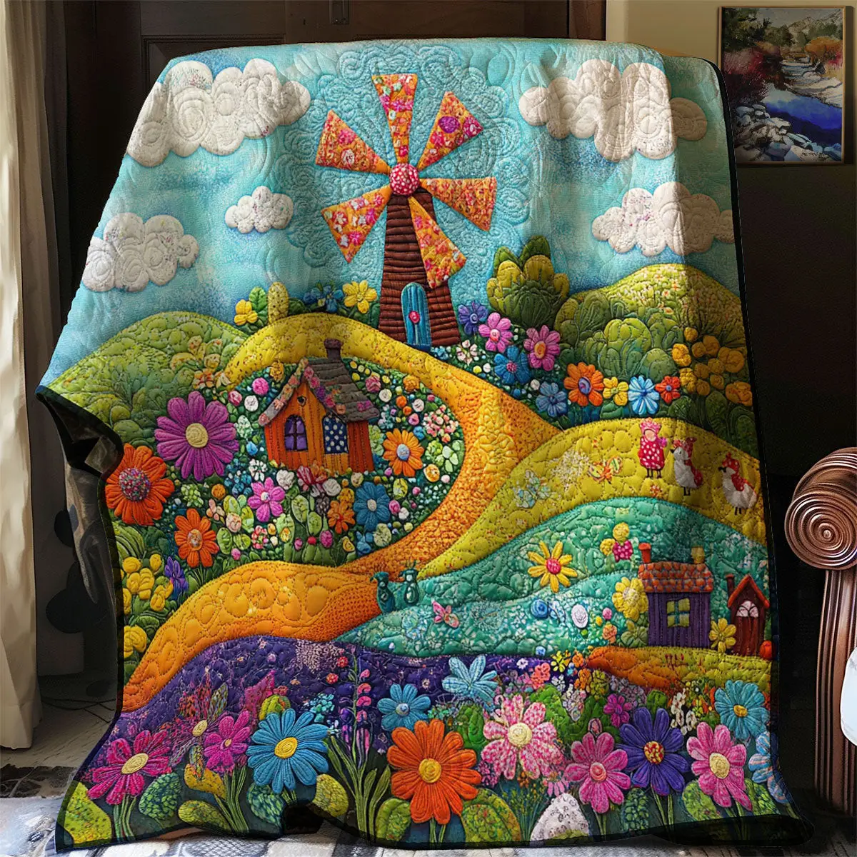 Whispers Of The Windmill Quilt Easter Throw Blanket Mother'S Day Gift For Daughter From Mom Whispers Of The Windmill Quilt Easter Throw Blanket Mother'S Day Gift For Daughter From Mom - Image 1