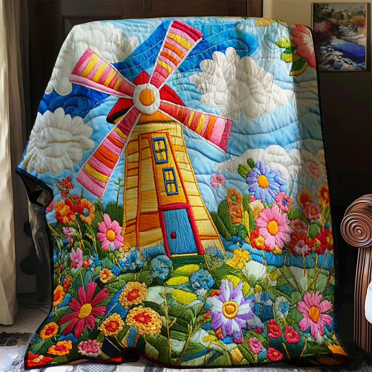 Whispers Of The Windmill Quilt Easter Throw Blanket Mother's Day Gifts For Daughter