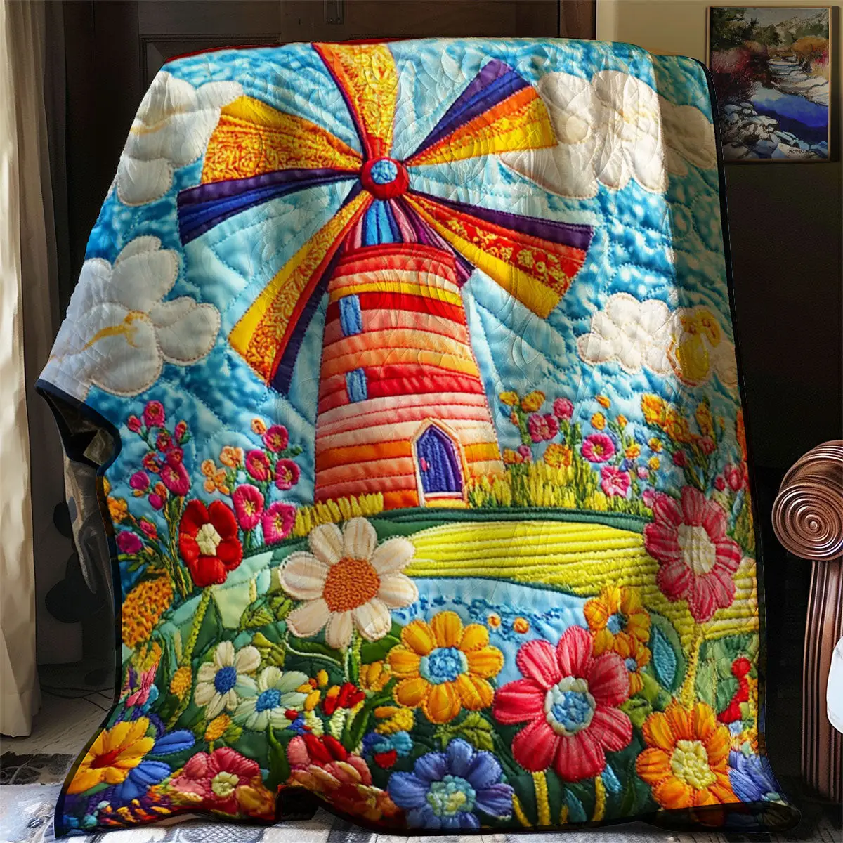 Whispers Of The Windmill Quilt Luxury Throw Blankets Unique Father'sDay Gifts