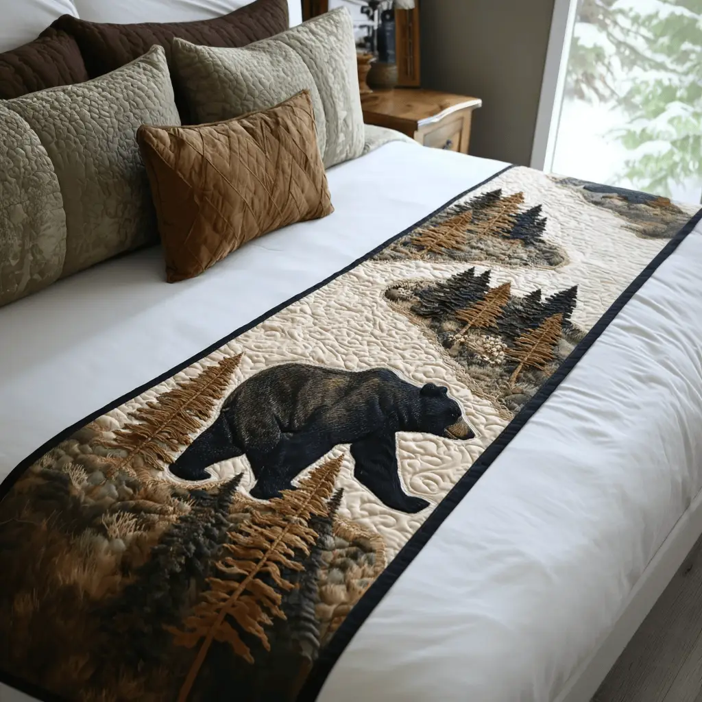 Whispers of the Woods Quilted Bed Runner Woodland Whisper Nature Gift
