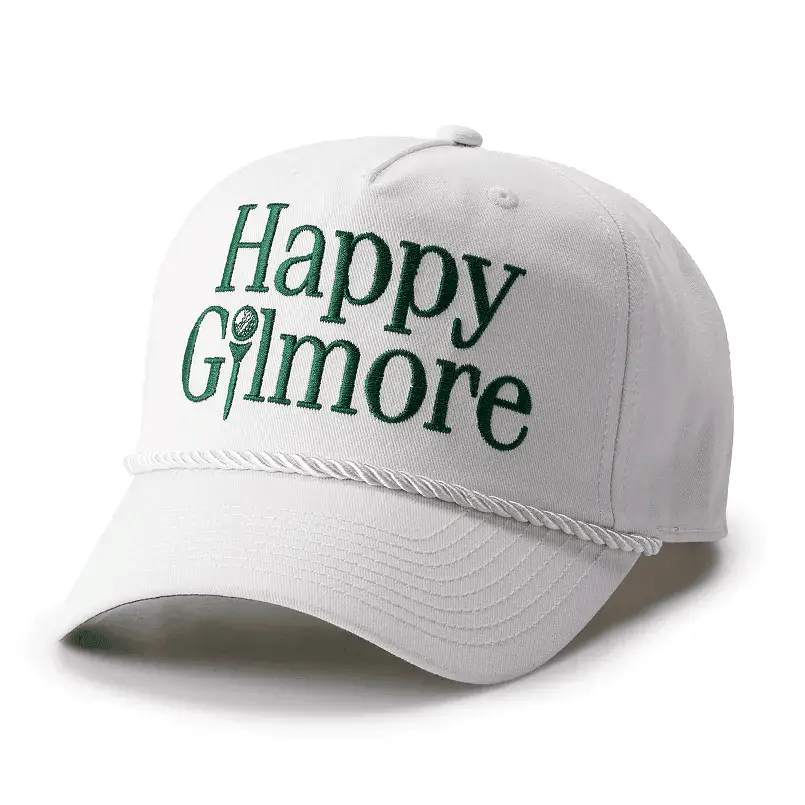 White Happy Gilmore Hat With Rope Seen On Travis Kelce -WearandDecor White Happy Gilmore Hat With Rope Seen On Travis Kelce -WearandDecor - Image 1