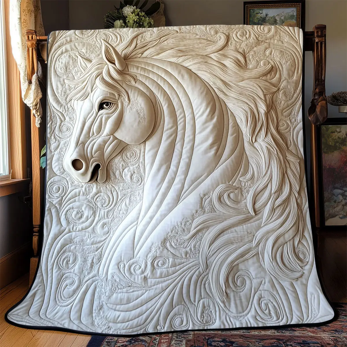 White Horse Quilt Best Throw Blanket Good Gifts For Dads 50Th Birthday