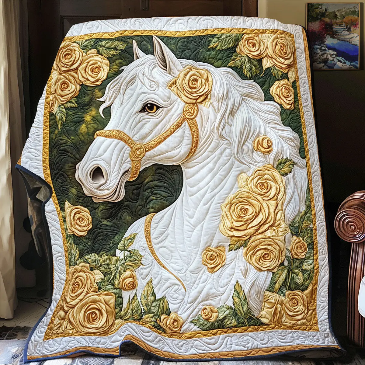 White Horse Quilt Blankets Best Throw Blanket Perfect Mother' Day Gifts