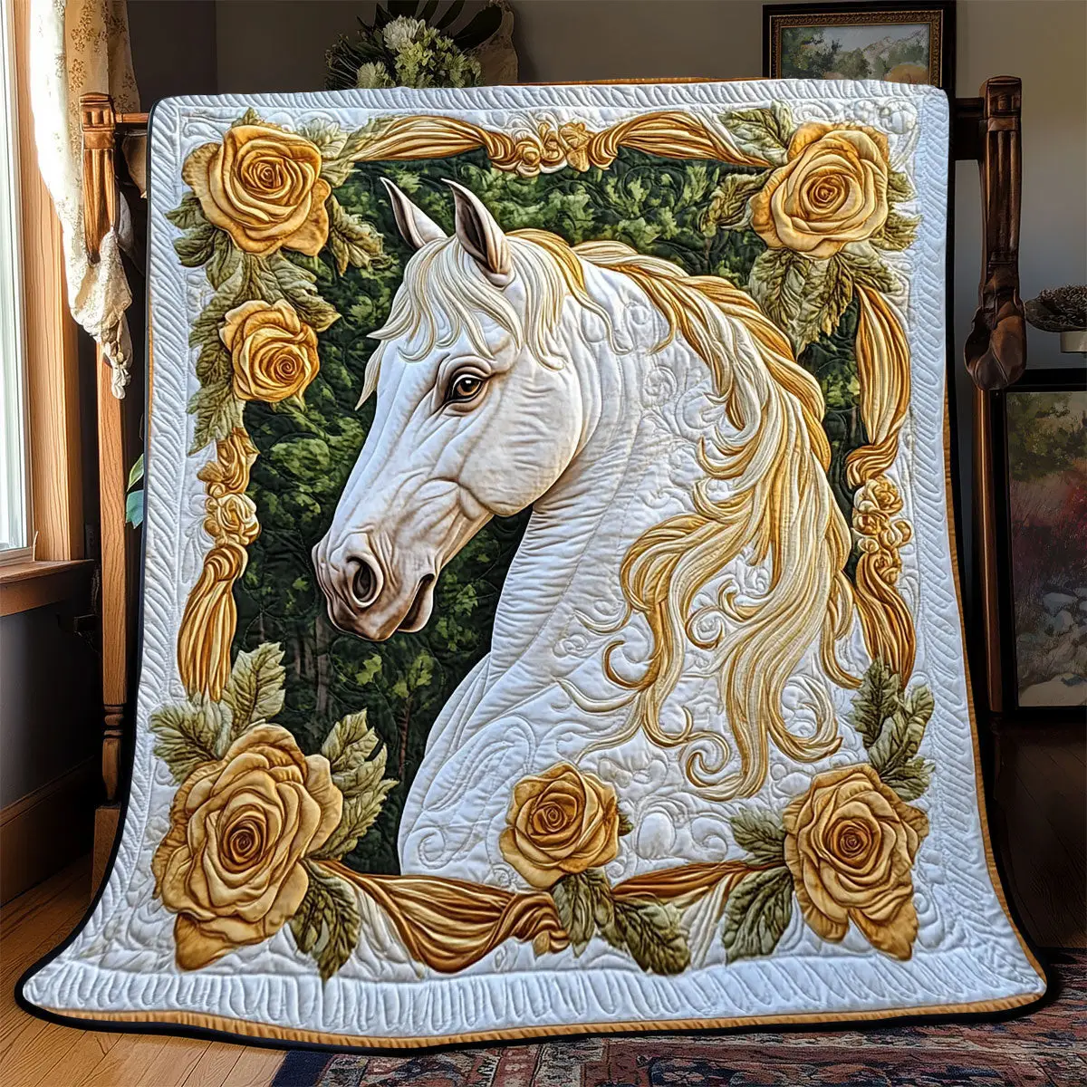 White Horse Quilt Blankets Best Throw Blanket Unique Gifts For Mom