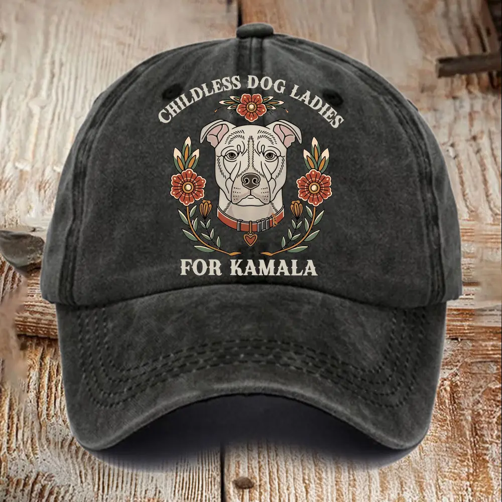 White Pitbull Childless Dog Ladies For Kamala Hat President Kamala Hat Gifts For Dads White Pitbull Childless Dog Ladies For Kamala Hat President Kamala Hat Gifts For Dads - Image 1
