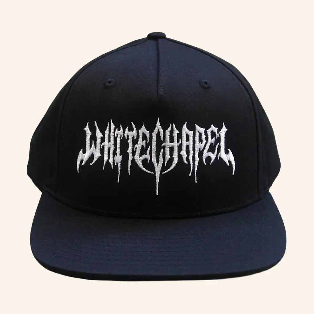 Whitechapel Merch Gothic Logo Black Snapback Hat Embroidered Christmas Gift Ideas For Dad - WearandDecor Whitechapel Merch Gothic Logo Black Snapback Hat Embroidered Christmas Gift Ideas For Dad - WearandDecor - Image 1