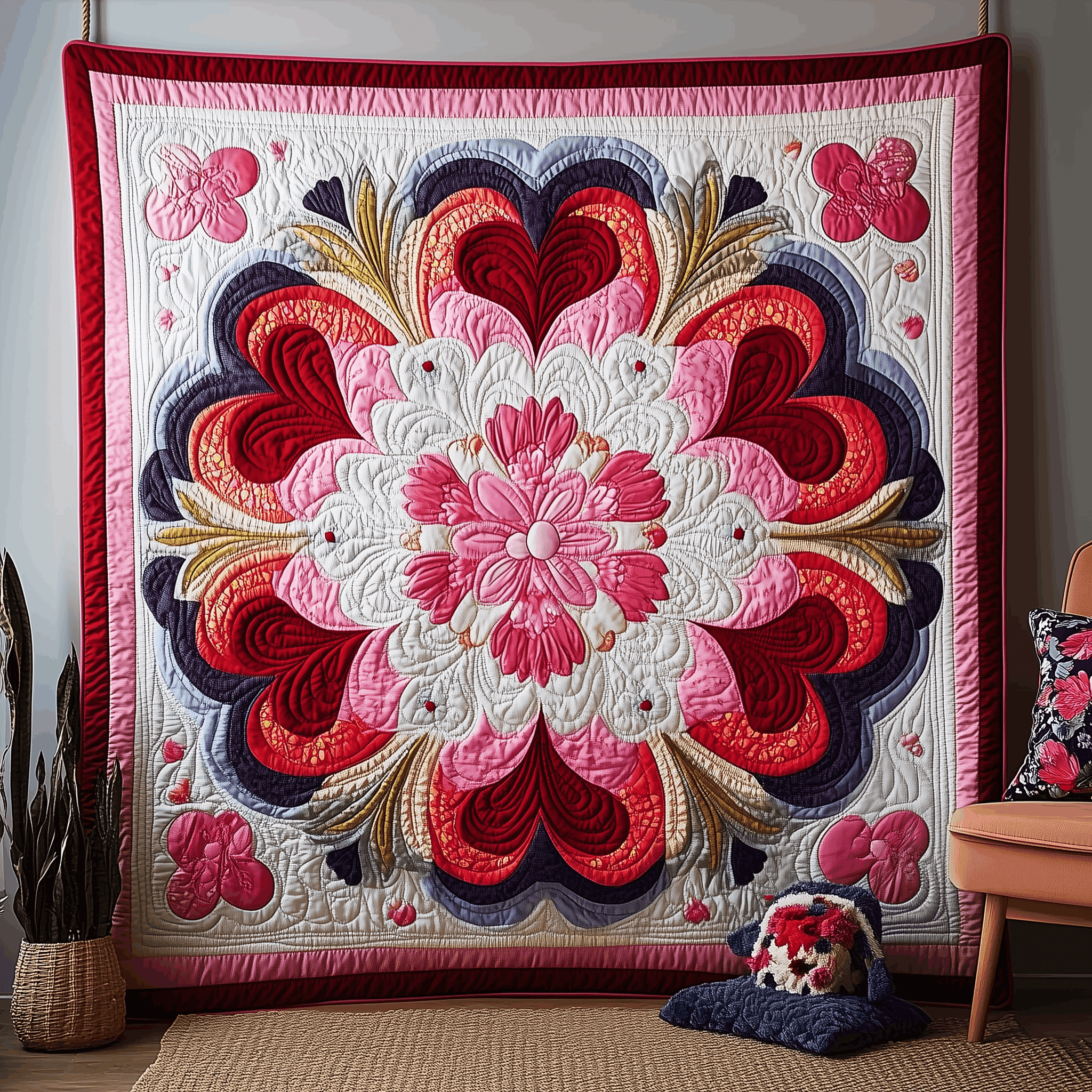 Wholeness Of The Heart Quilted Blanket Cozy Home Decor Valentine Gift Idea For Her