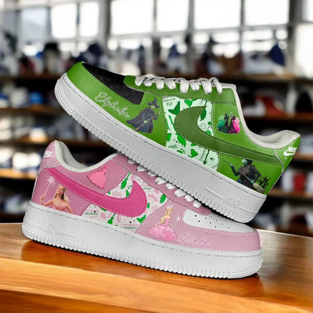 Wicked Elphaba And Glinda Air Force 1 Shoes Sneakers Wicked Merch Gifts For Musical Fans