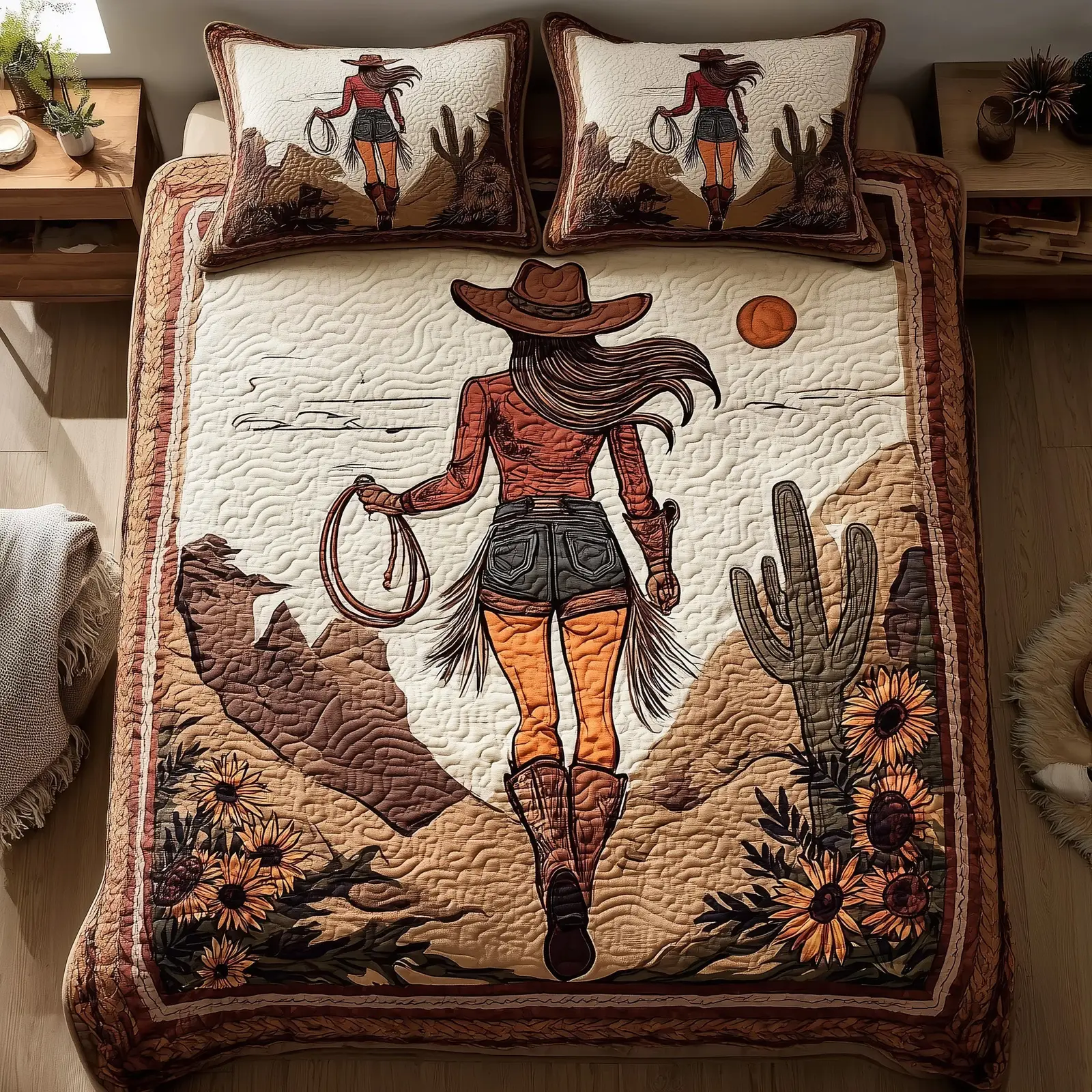 Wild And Free Quilted Bedding Set Linen Blend